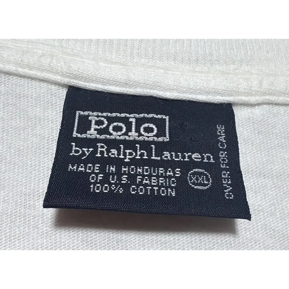 Vintage Polo Ralph Lauren Men's XXL Jersey Long-Sleeve T-Shirt in White